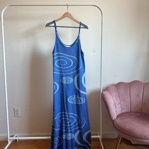 House of Sunny | Fuzzy Blue Print Cutout Midi Dress Size US 8